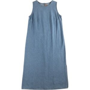 Vintage Studio Ease Denim Jumper Teacher Dress Sleeveless 90s Prairiecore Sz 14